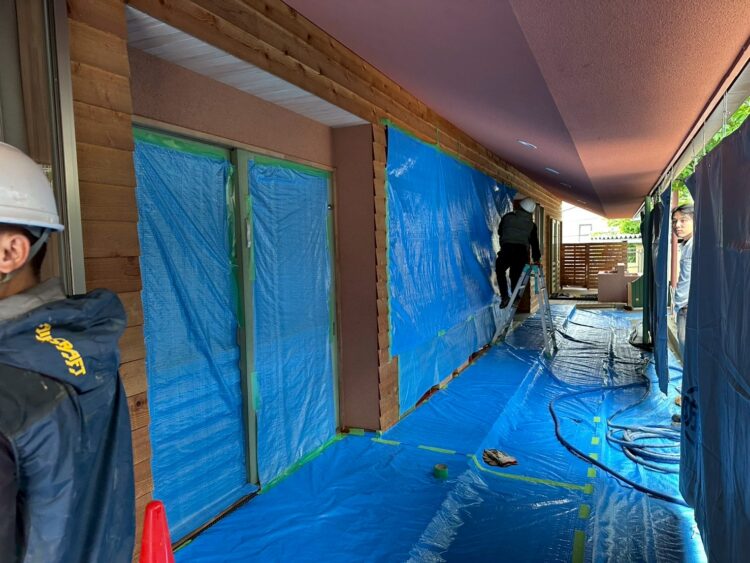 作業開始前養生 大阪府 施設内RC土間撤去工事