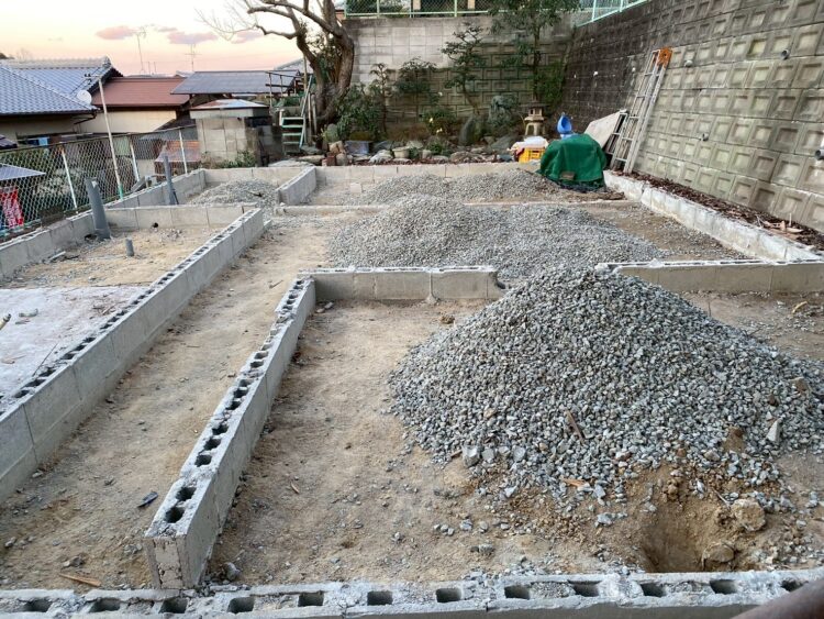 基礎撤去工事前 羽曳野市 木造平屋建て オール手解体